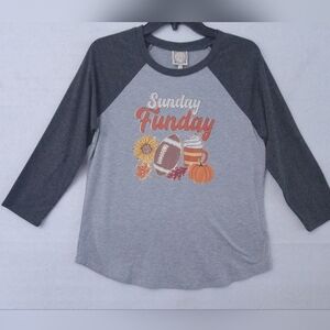 truself top‎ sunday funday Long Sleeve Halloween Woman's Top Size M